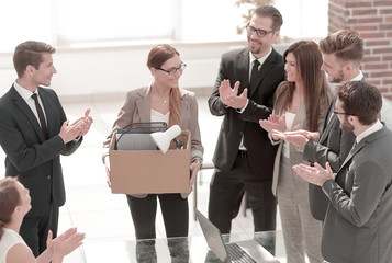 business team applauds the young specialist