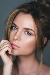 Portrait of stunning woman with natural makeup