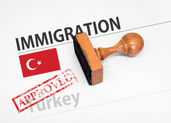 Approved Immigration Turkey application form with rubber stamp