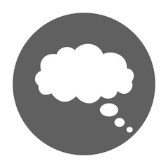 Thought in the form of a cloud on a round gray background