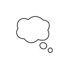 Thought with black outline on white background