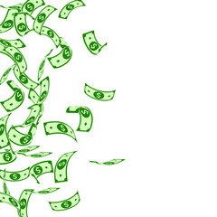 American dollar notes falling. Floating USD bills 