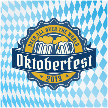 Vector craft beer logo on oktoberfest background