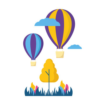 hot air balloons travel tree