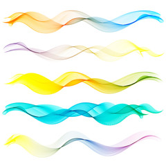Smoke wave motion stream. Set of abstract waves.