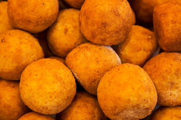 Soft focus of fresh potato croquettes background.