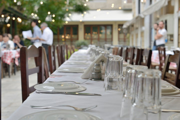 table and chair in outdoor cafe