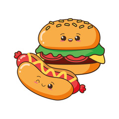kawaii cartoon fast food