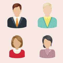 Set of men and women avatars or icons