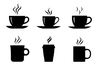 Coffee cup icons set. Vector - obrazy, fototapety, plakaty