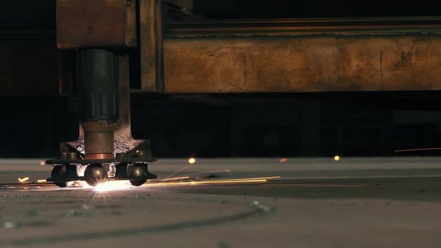 Side View Of A Laser Cutting Machine Head Cuts Off Detail