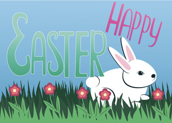 Easter postcard with rabbit.