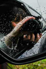 reflection in car mirror