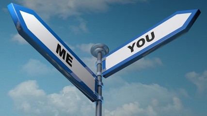 Fototapeta premium Me - You street signs - 3D rendering illustration