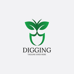 Digging logo design template. Vector illustration