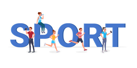 Sport big letters flat illustration