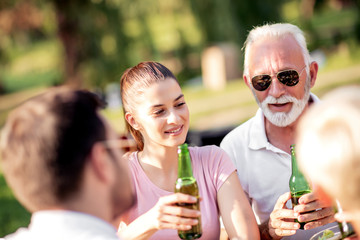 Family having fun outdoors