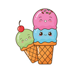 kawaii cartoon ice cream