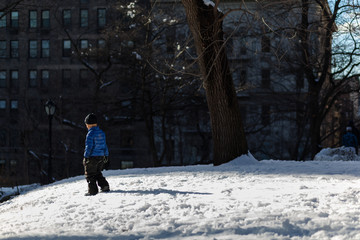 Snow in Central Park in New York