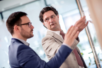 Businessman giving presentation to colleague