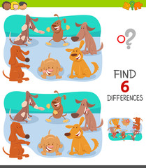 differences game with cartoon dogs