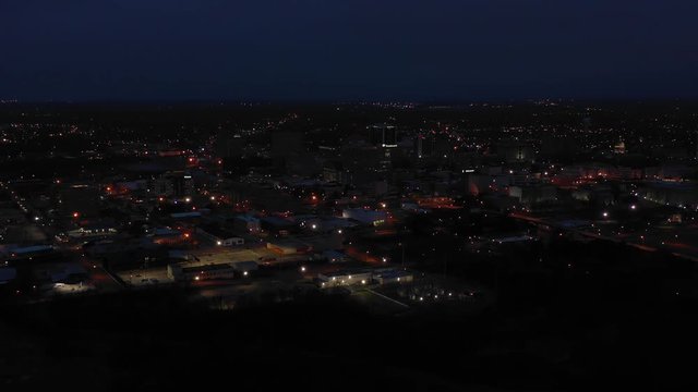 Aerial video Downtown Jackson Mississippi at night 4k