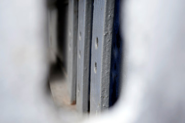 Metal details through hole. Industrial concept 