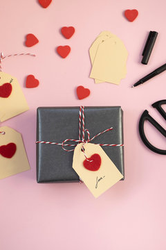 Valentine gift on pink background