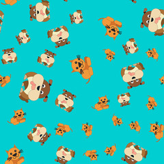 Seamless pattern of cat and dog