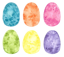 Easter clip art set with colorful eggs, hand drawn watercolor illustration isolated on white