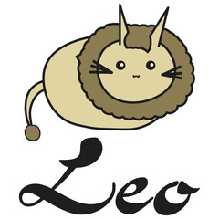 Bunny zodiac sign Leo in cartoon style.