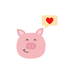 Pig. Face of a pig. Pig thinks about love. Symbol of 2019. Vector illustration. EPS 10.