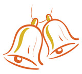 Orange colored bells, vector color illustration.