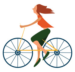 Blue bicycle, vector color illustration.