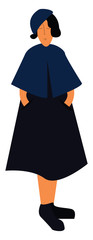 A girl in a blue dress, vector color illustration.