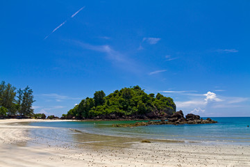 Beach and sand with blue sky at Thang lang beach
