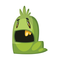 Supprissed green worm looking monster illustration on white background vector illustration.