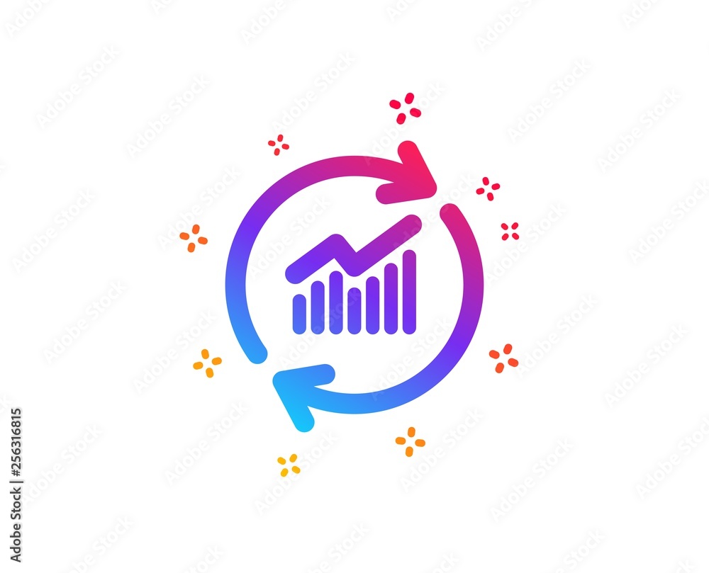 Poster chart icon. update report graph or sales growth sign. analysis and statistics data symbol. dynamic s