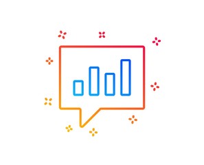 Obraz premium Chart line icon. Report graph or Sales growth sign in speech bubble. Analysis and Statistics data symbol. Gradient design elements. Linear analytical Chat icon. Random shapes. Vector
