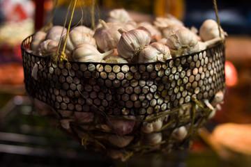 Fresh and raw garlic.