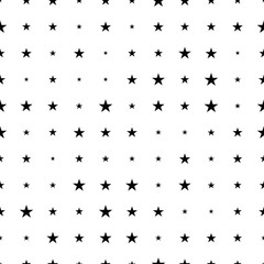 Abstract seamless pattern with halftone stars. Geometric background. Screen print. Vector illustration.  