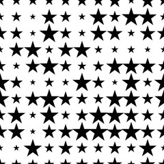 Abstract seamless pattern with halftone stars. Geometric background. Screen print. Vector illustration.  