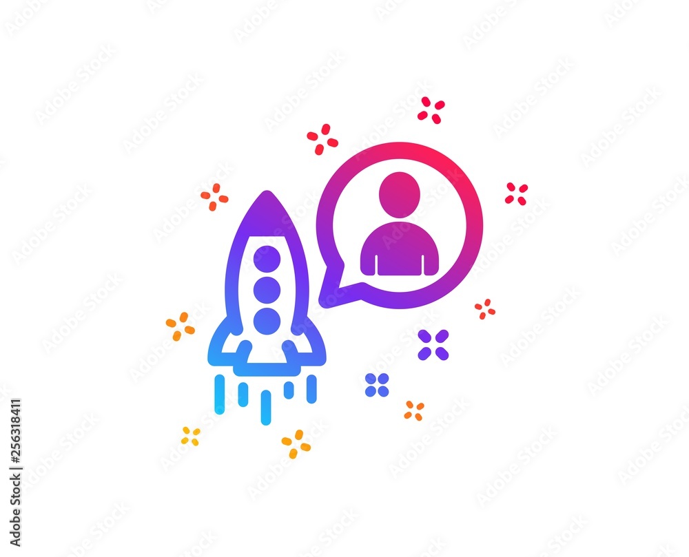 Poster startup icon. business management sign. launch project symbol. dynamic shapes. gradient design start