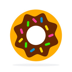 Donut with icing vector flat material design isolated object on white background.