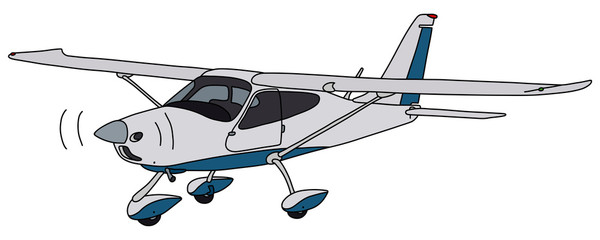 The vectorized hand drawing of a small high wing propeller monoplane - 256318477