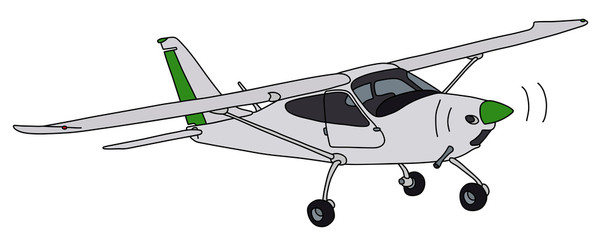 The vectorized hand drawing of a small high wing propeller monoplane