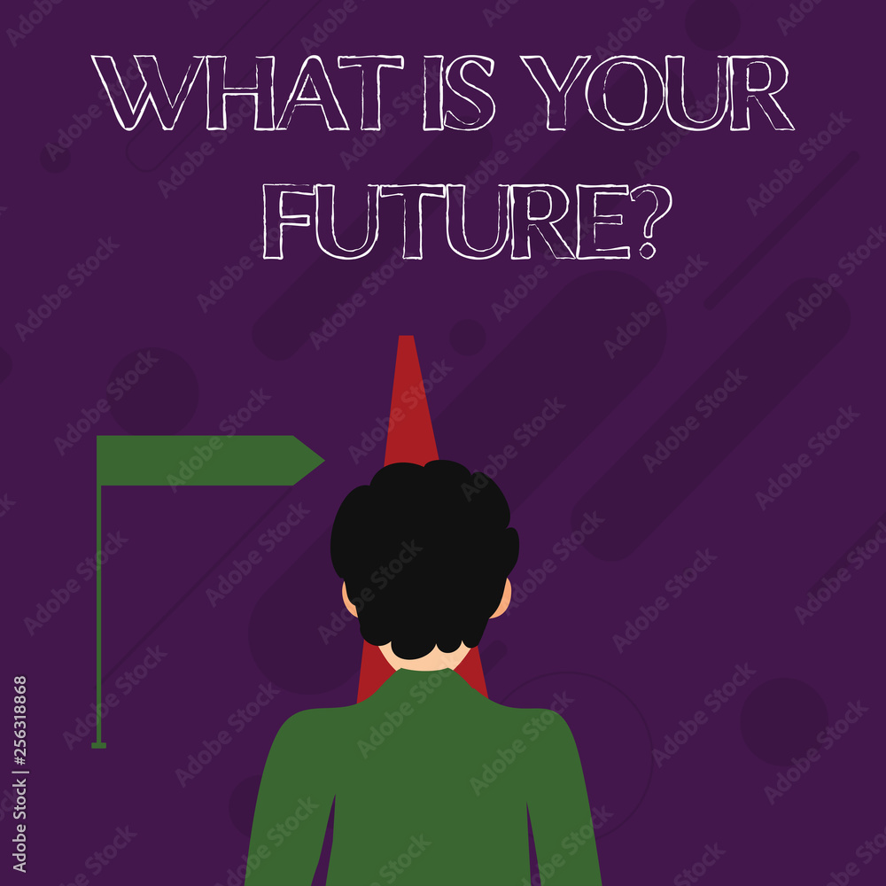 Poster word writing text what is your futurequestion. business photo showcasing where do you see yourself i