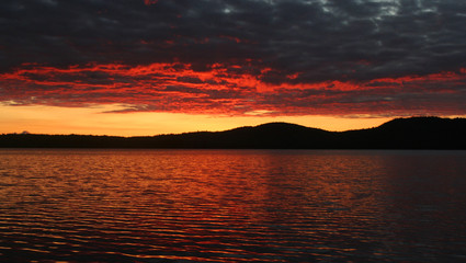 sunset over the lake