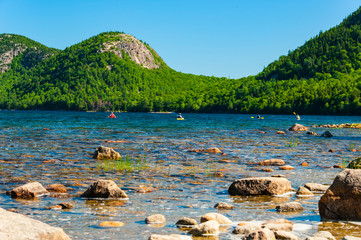 Jordan Pond in Acadia National Park near the town of Bar Harbor, Maine. 