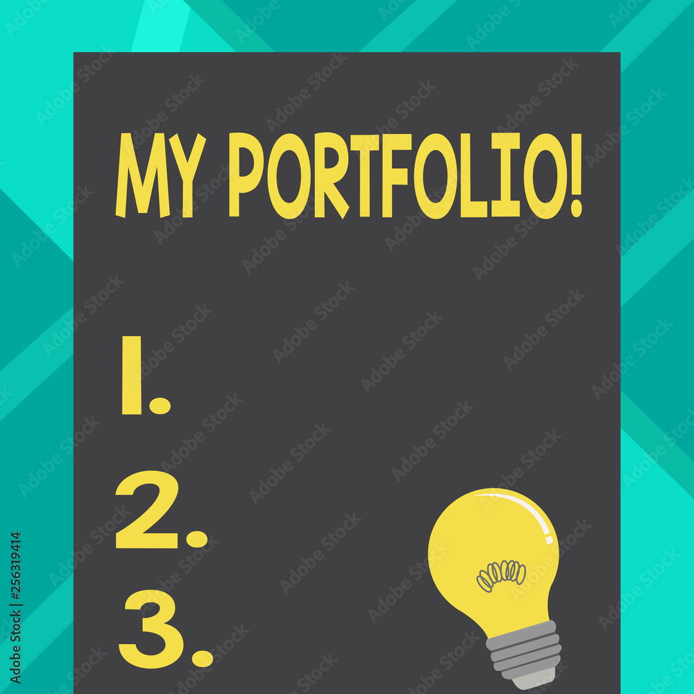 Poster text sign showing my portfolio. business photo text samples of work art drawings photography incande